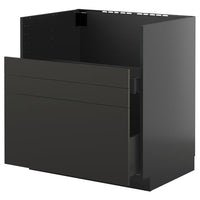 METOD / KNIVSHULT base cab f TALLSJÖN sink, black-grey/Nickebo matt anthracite, 80x60 cm