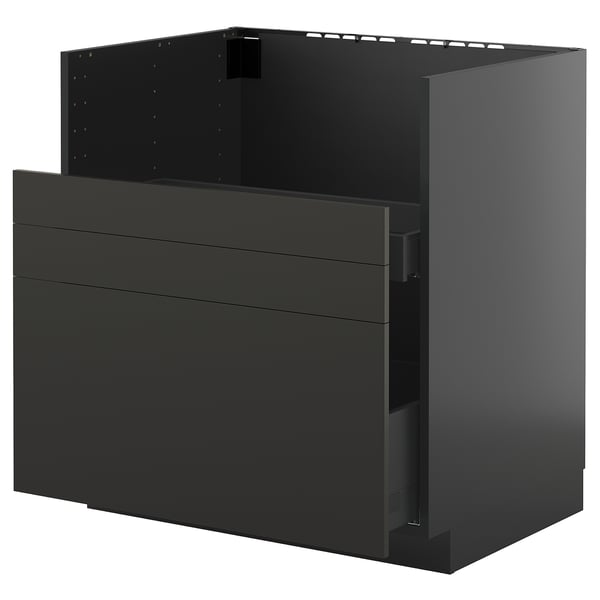 METOD / KNIVSHULT base cab f TALLSJÖN sink, black-grey/Nickebo matt anthracite, 80x60 cm