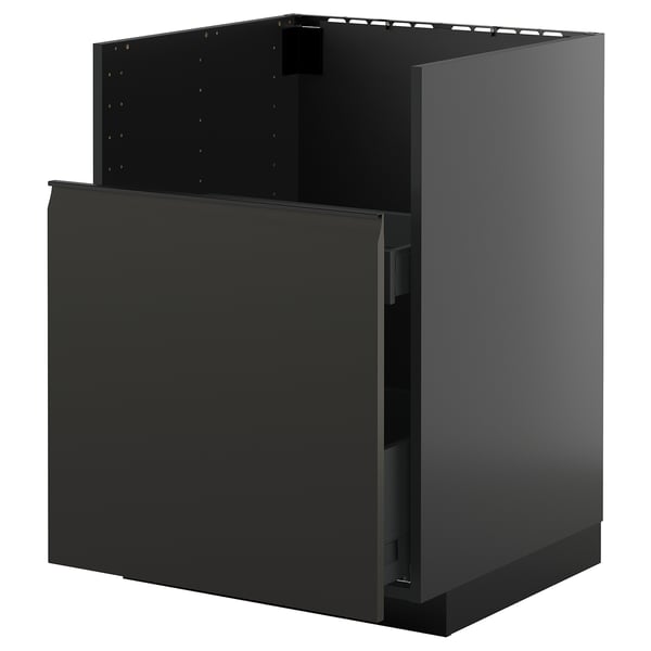 METOD / KNIVSHULT base cab f TALLSJÖN sink, black-grey/Upplöv matt anthracite, 60x60 cm