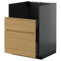 METOD / KNIVSHULT base cab f TALLSJÖN sink, black-grey/Voxtorp oak effect, 60x60 cm