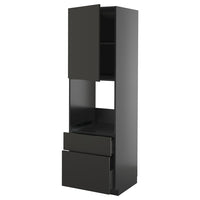 METOD / KNIVSHULT hi cab f ov w dr/2 frnt/1 m/1 h drw, black-grey/Nickebo matt anthracite, 60x60x200 cm
