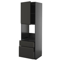 METOD / KNIVSHULT hi cab f ov w dr/2 frnt/1 m/1 h drw, black-grey/Upplöv matt anthracite, 60x60x200 cm