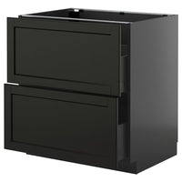 METOD / KNIVSHULT base cb 2 fronts/2 high drawers, black-grey/Lerhyttan black stained, 80x60 cm