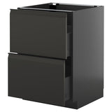 METOD / KNIVSHULT base cb 2 fronts/2 high drawers, black-grey/Upplöv matt anthracite, 60x60 cm