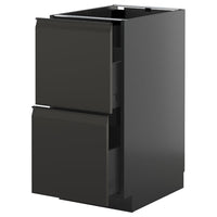 METOD / KNIVSHULT base cb 2 fronts/2 high drawers, black-grey/Upplöv matt anthracite, 40x60 cm