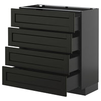 METOD / KNIVSHULT base cab 4 frnts/4 drawers, black-grey/Lerhyttan black stained, 80x37 cm