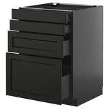 METOD / KNIVSHULT base cab 4 frnts/4 drawers, black-grey/Lerhyttan black stained, 60x60 cm