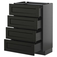METOD / KNIVSHULT base cab 4 frnts/4 drawers, black-grey/Lerhyttan black stained, 60x37 cm