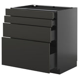METOD / KNIVSHULT base cab 4 frnts/4 drawers, black-grey/Nickebo matt anthracite, 80x60 cm