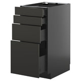 METOD / KNIVSHULT base cab 4 frnts/4 drawers, black-grey/Nickebo matt anthracite, 40x60 cm