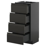 METOD / KNIVSHULT base cab 4 frnts/4 drawers, black-grey/Upplöv matt anthracite, 40x37 cm