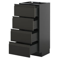 METOD / KNIVSHULT base cab 4 frnts/4 drawers, black-grey/Upplöv matt anthracite, 40x37 cm
