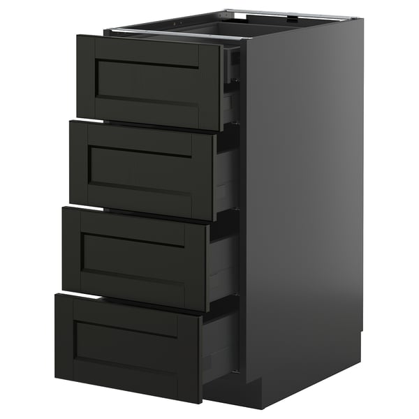 METOD / KNIVSHULT base cb 4 frnts/2 low/3 md drwrs, black-grey/Lerhyttan black stained, 40x60 cm
