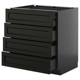 METOD / KNIVSHULT base cb 4 frnts/2 low/3 md drwrs, black-grey/Lerhyttan black stained, 80x60 cm