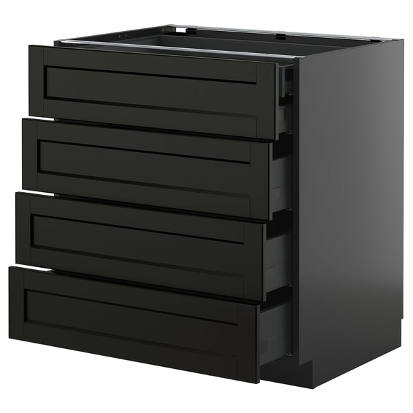 METOD / KNIVSHULT base cb 4 frnts/2 low/3 md drwrs, black-grey/Lerhyttan black stained, 80x60 cm