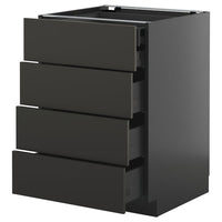 METOD / KNIVSHULT base cb 4 frnts/2 low/3 md drwrs, black-grey/Nickebo matt anthracite, 60x60 cm