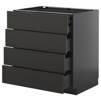METOD / KNIVSHULT base cb 4 frnts/2 low/3 md drwrs, black-grey/Nickebo matt anthracite, 80x60 cm