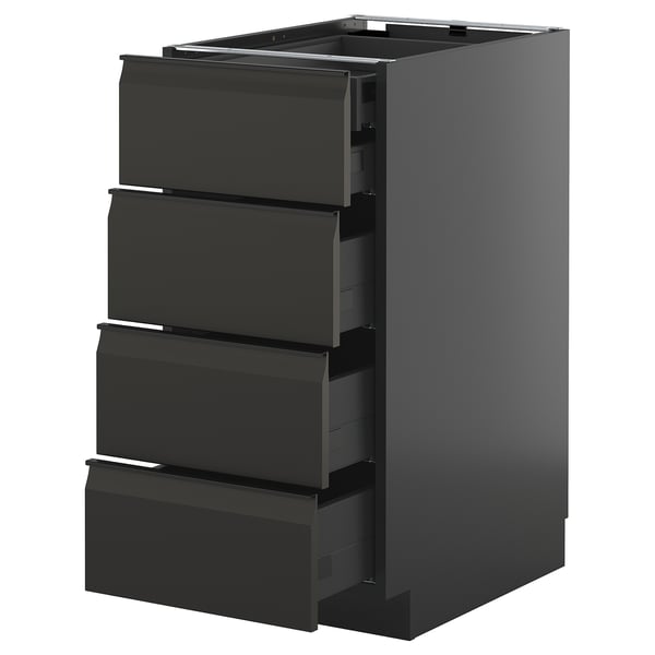 METOD / KNIVSHULT base cb 4 frnts/2 low/3 md drwrs, black-grey/Upplöv matt anthracite, 40x60 cm
