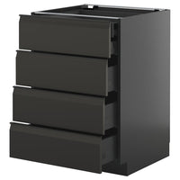 METOD / KNIVSHULT base cb 4 frnts/2 low/3 md drwrs, black-grey/Upplöv matt anthracite, 60x60 cm