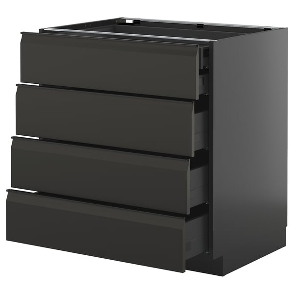METOD / KNIVSHULT base cb 4 frnts/2 low/3 md drwrs, black-grey/Upplöv matt anthracite, 80x60 cm
