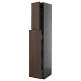 METOD / KNIVSHULT hc w p-o func 4drw/1dr/2shlv, black-grey/Sinarp brown, 40x60x220 cm