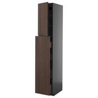 METOD / KNIVSHULT hc w p-o func 4drw/1dr/2shlv, black-grey/Sinarp brown, 40x60x220 cm