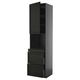 METOD / KNIVSHULT hi cab f micro combi w door/3 drwrs, black-grey/Lerhyttan black stained, 60x60x240 cm