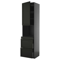 METOD / KNIVSHULT hi cab f micro combi w door/3 drwrs, black-grey/Lerhyttan black stained, 60x60x240 cm