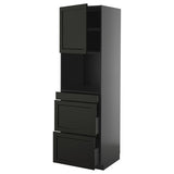 METOD / KNIVSHULT hi cab f micro combi w door/3 drwrs, black-grey/Lerhyttan black stained, 60x60x200 cm