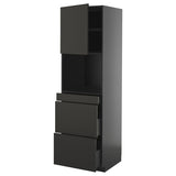 METOD / KNIVSHULT hi cab f micro combi w door/3 drwrs, black-grey/Nickebo matt anthracite, 60x60x200 cm