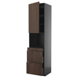 METOD / KNIVSHULT hi cab f micro combi w door/3 drwrs, black-grey/Sinarp brown, 60x60x240 cm
