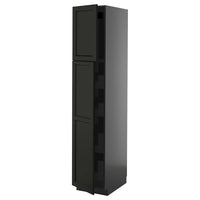 METOD / KNIVSHULT hi cab w 2 doors/4 drawers, black-grey/Lerhyttan black stained, 40x60x200 cm