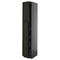 METOD / KNIVSHULT hi cab w 2 doors/4 drawers, black-grey/Lerhyttan black stained, 40x60x220 cm