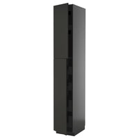 METOD / KNIVSHULT hi cab w 2 doors/4 drawers, black-grey/Nickebo matt anthracite, 40x60x240 cm
