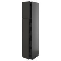 METOD / KNIVSHULT hi cab w 2 doors/4 drawers, black-grey/Nickebo matt anthracite, 40x60x200 cm
