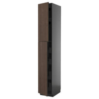 METOD / KNIVSHULT hi cab w 2 doors/4 drawers, black-grey/Sinarp brown, 40x60x240 cm