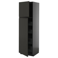METOD / KNIVSHULT hi cab w 2 doors/4 drawers, black-grey/Upplöv matt anthracite, 60x60x200 cm