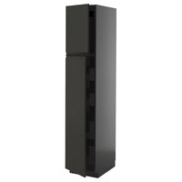 METOD / KNIVSHULT hi cab w 2 doors/4 drawers, black-grey/Upplöv matt anthracite, 40x60x200 cm