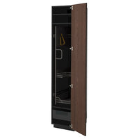 METOD / KNIVSHULT high cabinet with cleaning interior, black-grey/Sinarp brown, 40x60x200 cm
