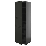 METOD / KNIVSHULT high cabinet with drawers, black-grey/Lerhyttan black stained, 60x60x200 cm