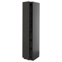 METOD / KNIVSHULT high cabinet with drawers, black-grey/Nickebo matt anthracite, 40x60x200 cm