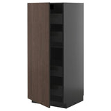 METOD / KNIVSHULT high cabinet with drawers, black-grey/Sinarp brown, 60x60x140 cm