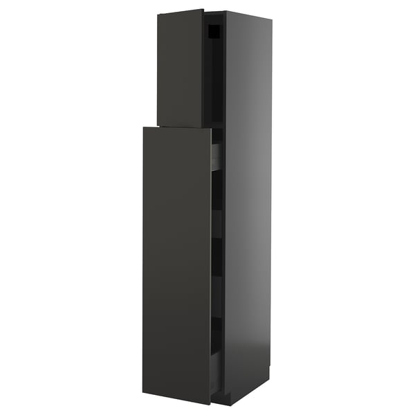 METOD / KNIVSHULT hc w p-o func 1dr/4drw, black-grey/Nickebo matt anthracite, 40x60x200 cm