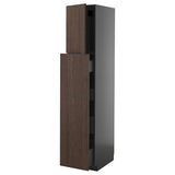 METOD / KNIVSHULT hc w p-o func 1dr/4drw, black-grey/Sinarp brown, 40x60x200 cm
