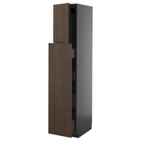 METOD / KNIVSHULT hc w p-o func 1dr/4drw, black-grey/Sinarp brown, 40x60x200 cm