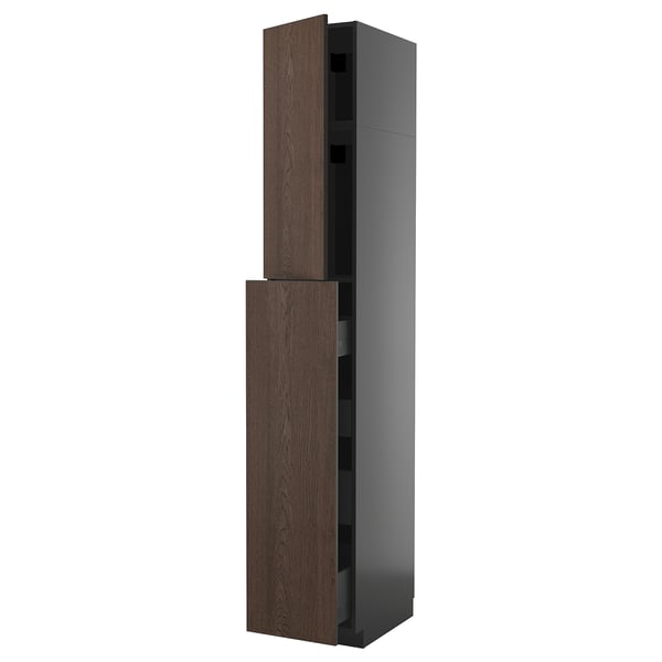 METOD / KNIVSHULT hc w p-o func 1dr/4drw, black-grey/Sinarp brown, 40x60x240 cm