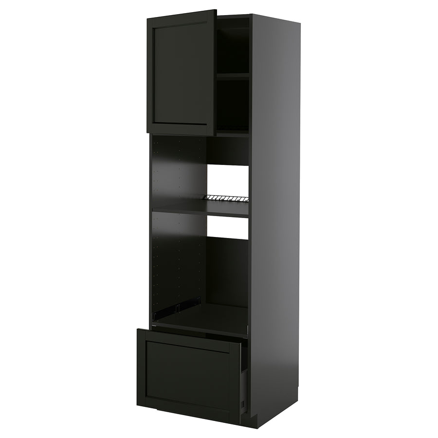 METOD / KNIVSHULT high cabinet f built-in appliances, black-grey/Lerhyttan black stained, 60x60x200 cm