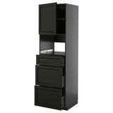 METOD / KNIVSHULT high cabinet f built-in appliances, black-grey/Lerhyttan black stained, 60x60x200 cm