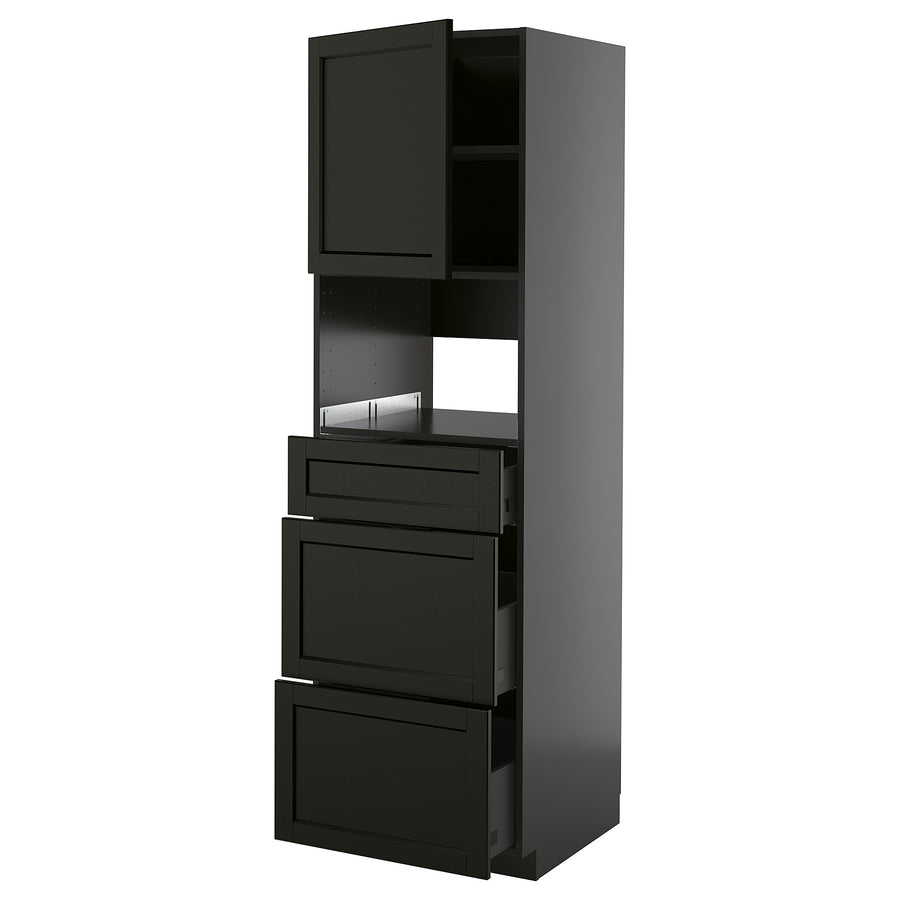 METOD / KNIVSHULT high cabinet f built-in appliances, black-grey/Lerhyttan black stained, 60x60x200 cm