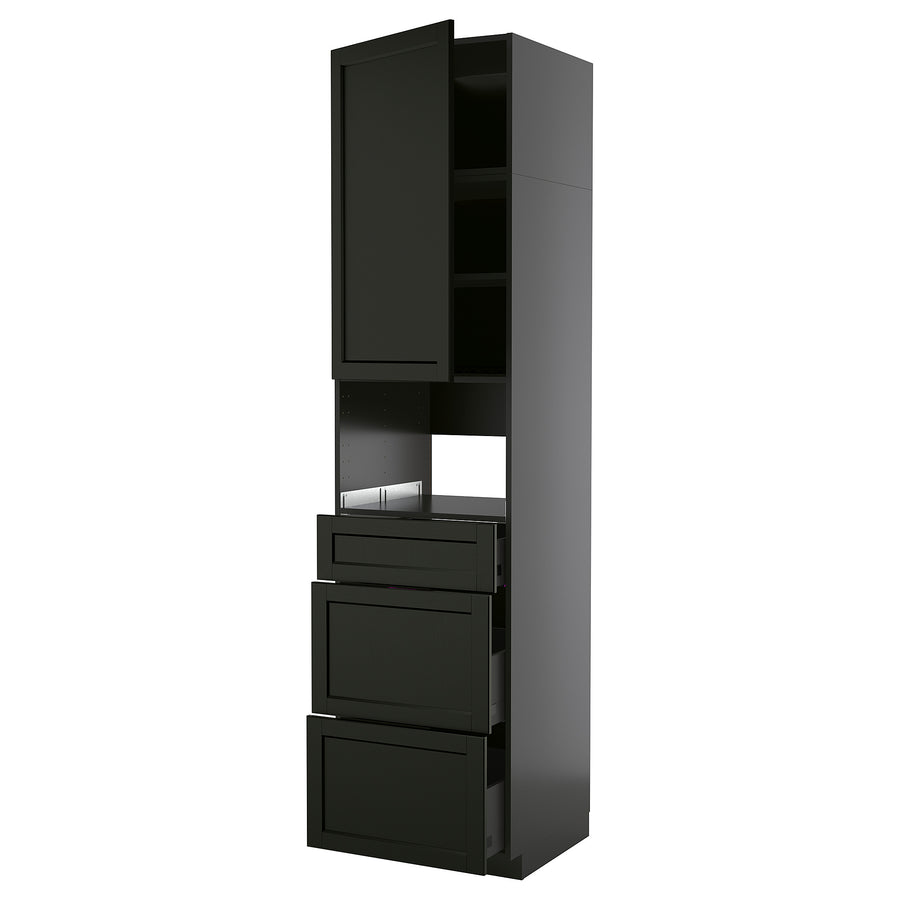 METOD / KNIVSHULT high cabinet f built-in appliances, black-grey/Lerhyttan black stained, 60x60x240 cm